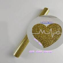 1 Roll Glitter/Glossy Glitter/Glitter PUFF Heat Transfer Vinyl Roll - Sparkle Glitter For T-Shirt Fabric Iron-On Transfers - Gold-gLI002 - View 4