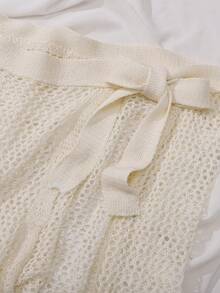 1pc Women's Solid Color Knitted Hollow Lightweight Decorative Versatile Sunscreen Casual Party Street Style Shawl, Skirt, Beach Dress, Suitable For Spring, Summer, Autumn - Multicolor - View 3