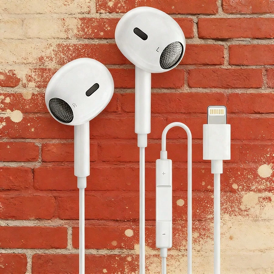 Apple Wired Earphones With Lightning Connector, MFi Certified, With Microphone And Volume Control, Compatible With IPhone 14/13/12/11/SE/X/XR/XS/8/7 For Music And Calls - White - View 1