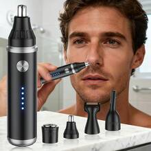 500mAh USB充电式电动鼻毛耳毛修剪器，男女通用，无痛去除鼻毛和眉毛 - 黑 - 查看 3