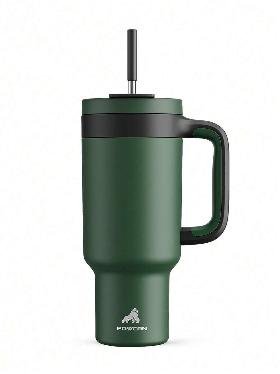 Meoky Bình nước bằng thép không gỉ 40oz có tay cầm, cốc cà phê du lịch cách nhiệt bằng thép không gỉ với ống hút 2 trong 1 và nắp chống rò rỉ, có thể rửa bằng máy rửa chén, dùng được cho cả đồ uống nóng và lạnh, hoàn hảo cho giá đỡ cốc trên ô tô, nhà, văn phòng, du lịch, hoạt động ngoài trời và làm quà tặng.