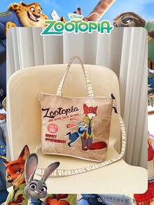 Disney 1 Pc Officially Licensed Zootopia Pattern Nick/Judy Pattern Storage Bag, Women's Cute Cartoon Handbag , Adjustable Shoulder Strap Crossbody Bag,For Women/Students,Ideal For Daily Use,Casual Outings, Shopping ﻿ - Multicolor - View 7
