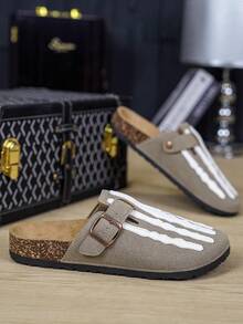 Unisex Slip-On Sandals, Durable Casual Slippers, Comfortable Driving Shoes - Khaki - View 2