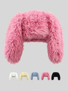 1pc Women's Cute Rabbit Ear Plush Warm Hat, Thick Fleece Ear Protector Winter Cap, Suitable For Outdoor Walking, Shopping, Daily Wear, Adorable Cartoon Rabbit Ear Decor Soft Fleece Warm Hat, Funny Design, Suitable For Daily Use, Also Can Be Used As Autumn/Winter Gift - Multicolor - View 6