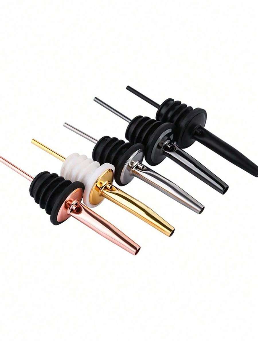 6pcs Wine Bottle Pourer, Automatic Flip Olive Oil Sprayer, Stainless Steel Olive Oil Dispenser Nozzle, Alcohol Liquor Bottle Pourer Spout, Fits Approx. 3/4 Inch Bottle Neck - Multicolor - View 1
