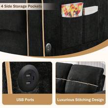 MERAX Chenille Pull Out Sofa Bed, 58-Inch Sofa Bed, Sleeper Sofa, Loveseat Sofa With Adjustable 3 -Position Backrest, 4 Side Pockets And Charging Ports For Living Room, Black - màu đen - Xem 6