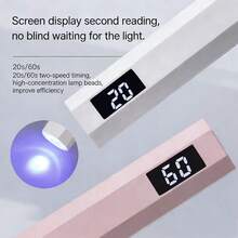 Lampe à ongles en gel portable avec affichage numérique, sans fil rapide à main/lanterne de lapin, interrupteur 2-en-1 avec minuterie de retard, convient pour la maison, le salon, éclairage moderne, lampe minimaliste, éclairage portable, veilleuse intelligente, éclairage pour petits espaces, passionnés de décoration d'intérieur, voyage - Équipement de durcissement de vernis à ongles en gel, un cadeau idéal - Blanc - Voir 4