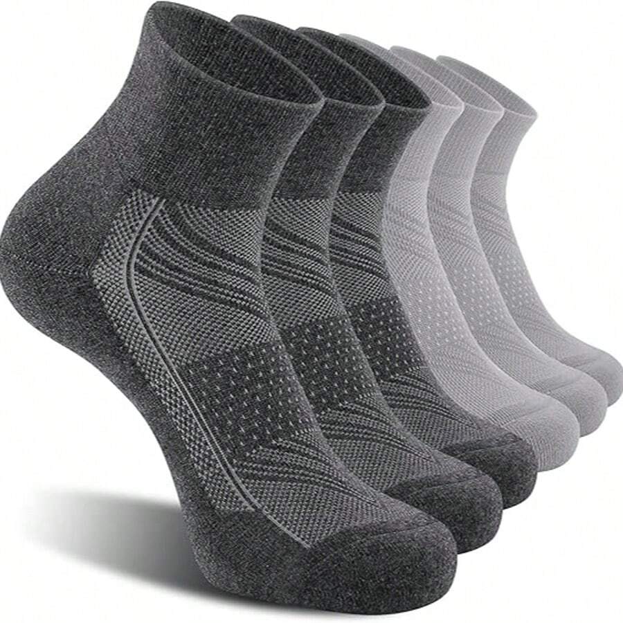 6 Pairs Minimalist Solid Color Mesh Breathable Mid-Calf Casual Sports Socks - Multicolor - View 1