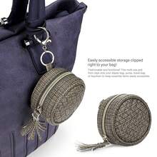 1pc PU Leather Pacifier Case With Tassel, Keychain & Coin Pouch, Attachable To Diaper Bag - Multicolor - View 5