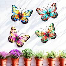 4pcs Metal Butterfly Wall Decor, 6.5 Inch Rust-Resistant Iron Art Wall Hanging Sculpture Decor Suitable For Outdoor Garden, Yard, Balcony, Porch, Fence, Perfect Housewarming, Mother's Day Gift - Style a - View 8