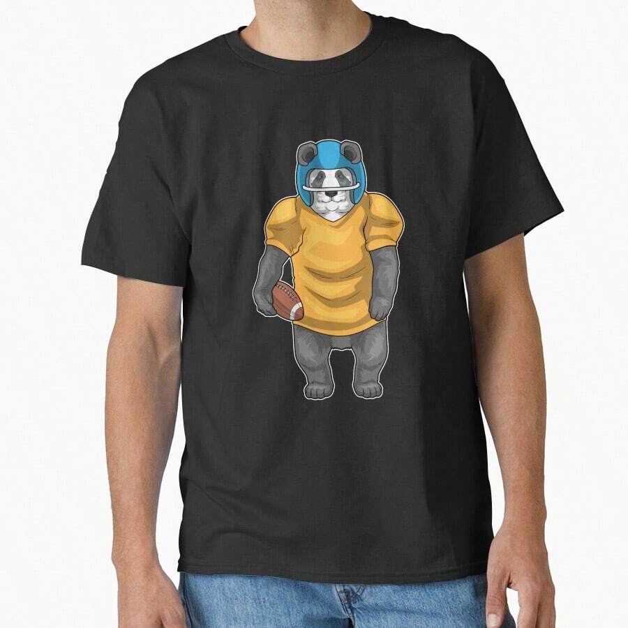 Panda American Football Helmet Classic T-Shirt - Negro - Ver 1