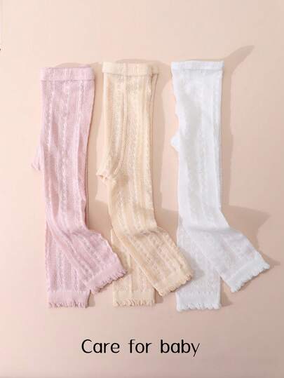 3条装女童纯色透气防蚊七分紧身裤，适合夏季日常穿着