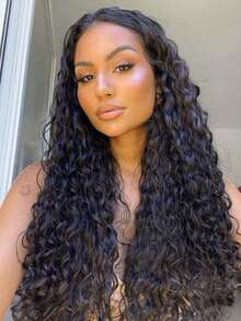 QVR QUEEN VIRGIN REMY 100%真人发预打结羽毛发片，水波纹质感，自然色 - Natural Black - 查看 3