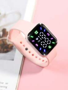 6/1pc Fashionable Elegant Cute And Classic Numeric Display Minimalist Pattern Electronic Watch, Suitable For Teenagers. Includes A Set Of Crystal Heart-Shaped Jewelry Including Bracelet, Necklace, Earrings And Ring, Designed For Students. Suitable For Daily Wear By Students, Such As Back To School, Parties Or Travel, Also Makes A Great Gift For Friends, Birthday, Graduation, Holiday, Thanksgiving, Or Gift For Mom, New Year 2026 - Multicolor - View 6