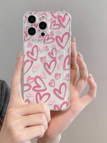 1pc Heart Pattern, Card Slot Transparent Shockproof Phone Case, TPU Material Can Be Given As Holiday Gift, Holds Photos, Cards, Suitable For IPhone XS/XS Max/XR/11 12 13 14 15 16 Pro/Pro Max/14 15 16 Plus/17 - Clear - View 7
