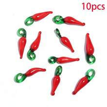 10/20个釉面红辣椒吊坠，适用于DIY吊坠、项链、手链、耳环饰品装饰、钥匙扣、手机挂绳等工艺品制作材料 - 紅色 - 查看 14