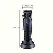 Kemei 科美电动理发器 KM-2296，带底座，USB接口，油头雕刻，适用于美发沙龙、理发店等，节日礼物 - 黑色 - 查看 2