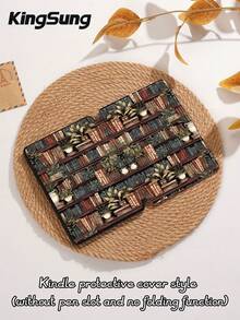 Kingsung 花卉书架图案平板电脑保护套，兼容 iPad 9.7/10.2/10.5/10.9/12.9/Pro 11（第十代）、Galaxy Tab S6 Lite 10.4 英寸、Kindle Paperwhite 第十二代（2024 年）、Kindle 第十一代（2022 年），柔软防震，智能支架/自动唤醒/睡眠功能 - 彩色 - 查看 10