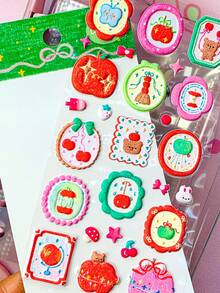 3D Cute Stickers, Exquisite Decorative Stickers, Made Of Sponge And Plastic, Two Styles Available. Can Be Used To Make Sticker Books, Notebooks, Refrigerator Magnets, And Decorate Phone Cases. Also Suitable For Family Gatherings, Birthday Parties, Christmas, And Other Occasions. Recommended As Gifts For Friends And Children. - Multicolor - View 10