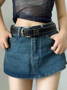 1条女士朋克风YK复古高端铆钉腰带，百搭装饰牛仔裤腰带 - A - 查看 7