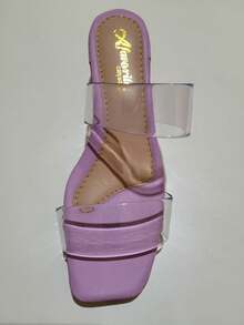 Women's Sandal, Clog With Chunky Block Heel, Sizes 34 To 42, Vinyl Model. - Maroon - View 2