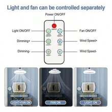 Ventiador de Techo Lampara Moderna con Iluminación de 3 modos - Blanco - Ver 3