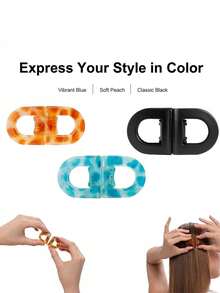 1个女士亚克力豹纹磁性防滑发夹，强力夹持不伤发，休闲百搭造型工具，适合日常使用 - 彩色 - 查看 4