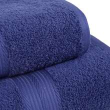 Basics 6 Piece Oversized Fade resistant Towel set, 100% Cotton towels for bathroom, soft and absorbent, 2 Bath Towels, 2 Hand Towels and 2 Washcloths bathroom towel set, Navy Blue - Neblina azul - Ver 2