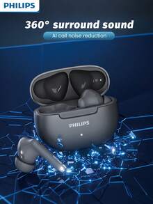 PHILIPS 飞利浦无线耳机，20 小时续航，降噪通话，触控操作，轻巧入耳式设计，内置电容式麦克风，可充电锂聚合物电池，Type-C USB 充电，兼容智能手机 TAT2020 - 均碼 - 查看 3