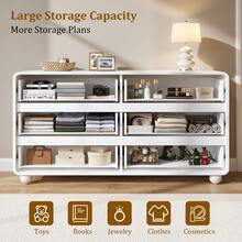 GIKPAL Dresser For Bedroom 6 Drawers, 53" Wide Wood Chests Of Drawers With Handleless & Curved Profile Design, Modern Dresser For Living Room, Entryway - 白色 - 查看 4