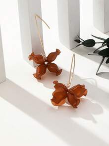 1 Pair Fashionable Elegant Retro Acrylic Flower Earrings - Brown - View 2