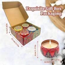 4支装香氛蜡烛套装（四种香型：茉莉、檀香、小苍兰、玫瑰），罐子随机发货。适用于蜡烛、沐浴、瑜伽、节日送礼、母亲节礼物等。 - 彩色 - 查看 6