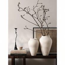 White Ceramic Vase - Large 11.8 Inch Tall Floor Vase For Centerpieces Farmhouse Rustic Minimalist Home Decor For Living Room Enterway Wedding Sandstone White - Đá sa thạch trắng - Xem 7