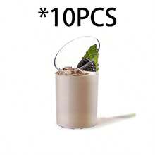10pcs Party Tableware Plastic Round Mouth Slanted Mouth Round Cup Creative Cup Mousse Cup Dessert Cup Plastic Cup Cake Cup Family Gathering Tableware - Multicolor - View 8