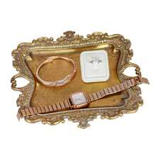 Vintage Gold Jewelry Tray, Retro Small Trinket Tray, Country Style Ring Tray, Antique Brass Earring Necklace Tray, Cute Jewelry Tray, Home Decor Gift, Mini Decorative Jewelry Display Stand Tray, Wedding Ring Necklace Holder, Women's Birthday & Wedding Gift, Valentine's Day Gift, Jewelry Tray Storage , Makeup Room Decor,Room Decor - Multicolor - View 12