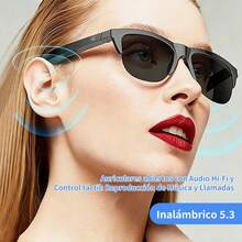 Gafas inteligentes Bluetooth con micrófono y altavoz integrados,  inalámbricas inteligentes unisex, adecuadas para deportes/uso al aire libre, admite control por voz, diseño unisex.Compatible con sistemas iOS y Android. - Negro - Ver 4