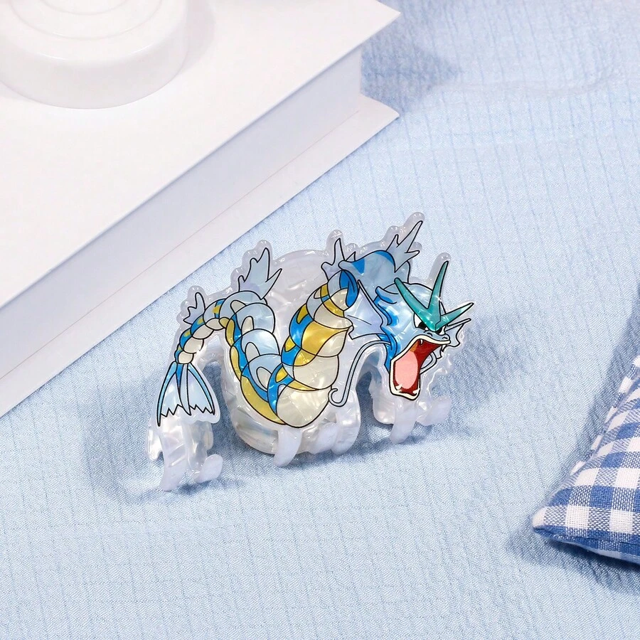 pocket monsters 宝可梦暴鲤龙造型发夹。采用亚克力材质，时尚百搭，酷炫帅气。时尚发夹，女士发饰。 - 彩色 - 查看 1