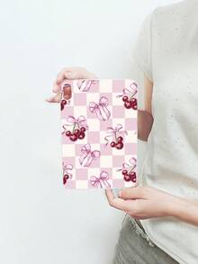 Aesthetic Style Pink & White Checkered, Bow & Cherry Pattern Transparent Tablet Case, Compatible With IPad A16, IPad 10.2 7th Gen 2019, IPad Pro 11-Inch 2020, IPad Air 5th Gen 2022, Suitable For 10th Gen IPad - Clear - View 26
