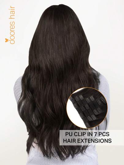 DOORES Seamless PU Clip 7PCS 110g In Human Hair Extension Light Brown 100% Real Human Hair Invisible And Comfortable Natural Integration Light & Comfortable Dream Hair Premium Virgin Hair Extensions For Women Girls Daily Use Easy To Wear Remy Hair Extensions Charm Elegant Casual Holiday Outfits Cosplay Campus School Sport Vacation Travel Festival Prom Outdoor Cosplay
