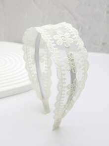 1pc Women's White Lace Embroidered Headband, Elegant Bohemian Style Hair Accessory Suitable For Daily Outings, Travel, Dates, Dining Out - Black Lotus Flower Wide Headband - View 20