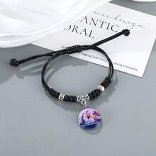 1pc New Witch Hunting Bracelet, Handmade Woven Fashion Bracelet With Time Gem, Black Wristband Accessory - Multicolor - View 8