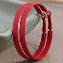 1 Pair Fashionable Glossy Neon Color Hoop Earrings, Suitable For Women's Daily Wear - One Size - View 3