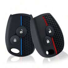 适用于雷诺Clio 3/Logan 2、达契亚Duster/Sandero Stepway、拉达Largus、日产Almera/Terrano的硅胶钥匙套 - 防刮擦、防震、防褪色、精准开孔，完美贴合，汽车钥匙保护配件 - 黑色的 - 查看 2