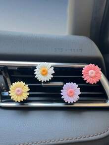 4 قطع من عطر فتحة تهوية السيارة بزهور الخوخ والكرز اللامعة، رائحة منعشة (تشمل 4 وسادات عطر الأزهار) - متعدد الألوان - مشاهدة 3