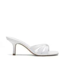 Women Crisscross Strap Kitten Heeled Sandals Fashionable Casual Slip-On High Heel Mules Comfortable Party Wedding Dress Shoes - 白色 - 查看 8