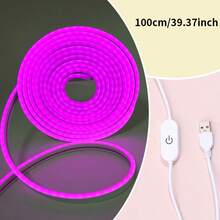 USB 柔性觸控調光 LED 霓虹燈條 1m/2m/3m/4m/5m 可調亮度 5V 環境照明燈條，適用於直播、化妝鏡、浴室梳妝鏡、臥室家居裝飾氛圍燈 - 紫色 - 查看 13
