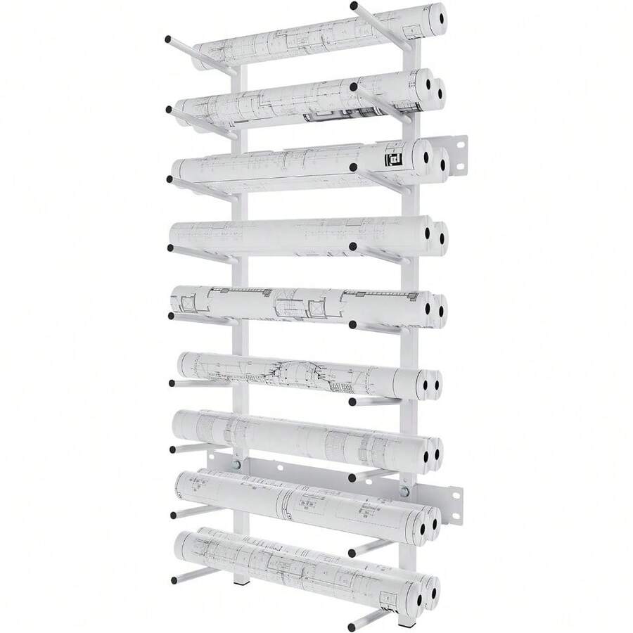 Wall Mount Blueprint Storage Rack Hanging File Roll Poster Display Rack ...