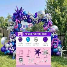120pcs K-Pop Concert-Themed Balloon Arch Set, Includes Disco, Exploding Star, Musical Note Foil Balloons, And Latex Balloons In Various Colors. Perfect For Birthday Parties, Bachelor/Bachelorette Parties, And Music Hunter K-Pop Themed Parties. - Multicolor - View 7