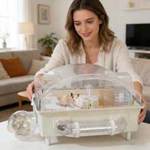 Genérico Jaula Hábitat para Jerbos Jaula con Diseño de Casa para MascotasHábitats con de Ventilación para Mascotas para Erizo Chinchilla Conejo Jerbo Enano Háer Cobaya Hurón - Blanco - Ver 3