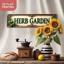 2D Flat - 1pc 2D Flat Herb Garden Metal Sign |   Large Vintage Green Herb Plant Wall Decor With Herb Names - Durable Plaque Herb Enthusiasts, Suitable Country Farmhouse, Cafe, Bar, Home Decor - 16x4/40x10cm - 混合色 - 查看 6